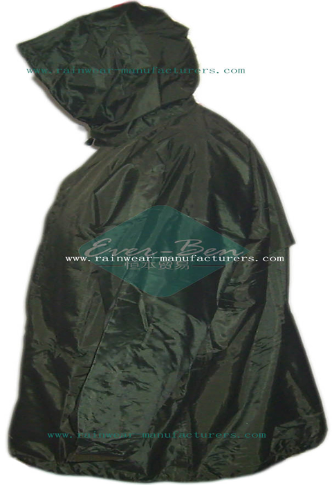 Nylon pullover rain jacket-olive green color